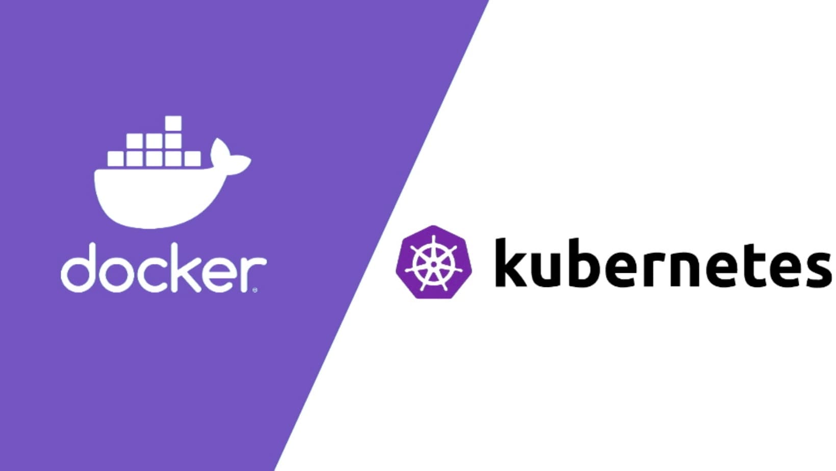Docker and Kubernetes logos representing container orchestration