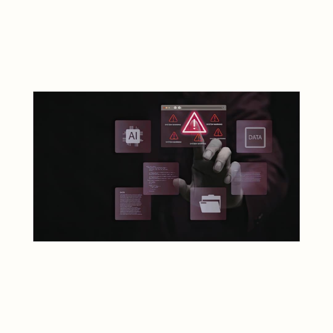 Person holding a tablet showing security status icons and actionable reports