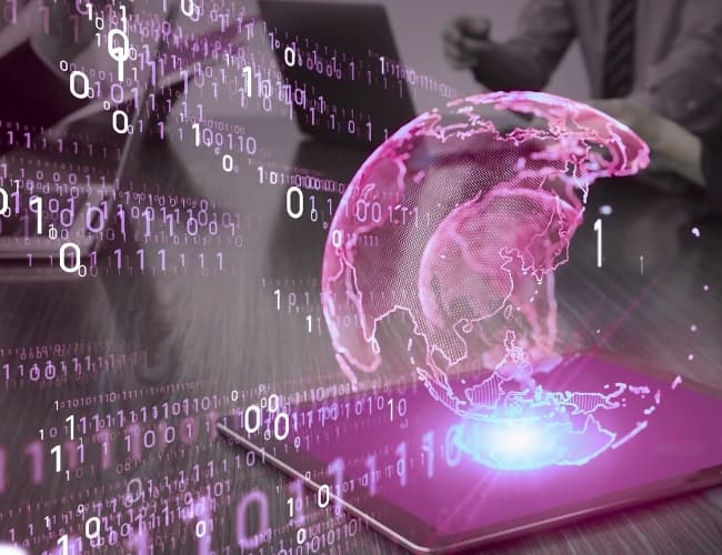 Abstract digital brain and circuitry representing technology transformation