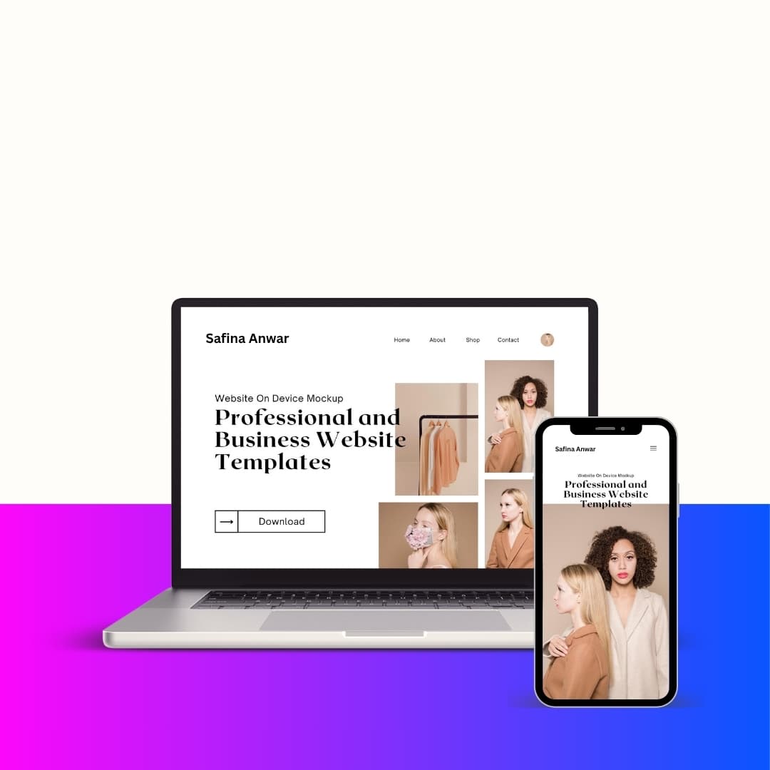 Multi-device mockup showing a custom e-commerce website