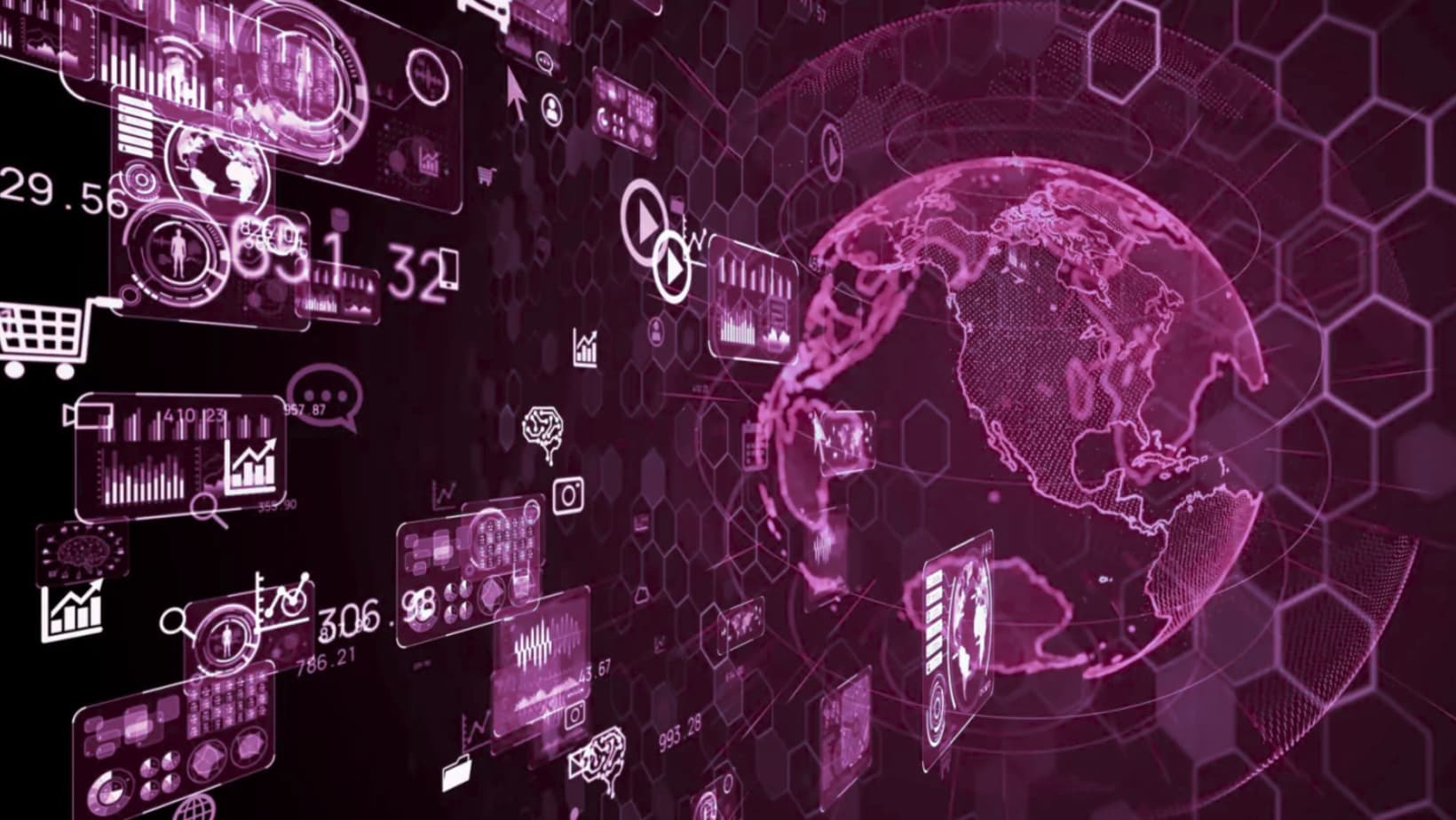 Globe and network graphic representing enterprise software solutions