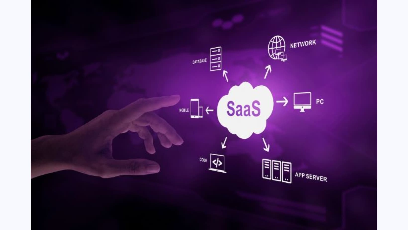 SaaS platform icon on a purple gradient background