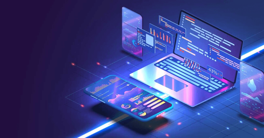Abstract 3D illustration of interconnected digital cubes representing web technology