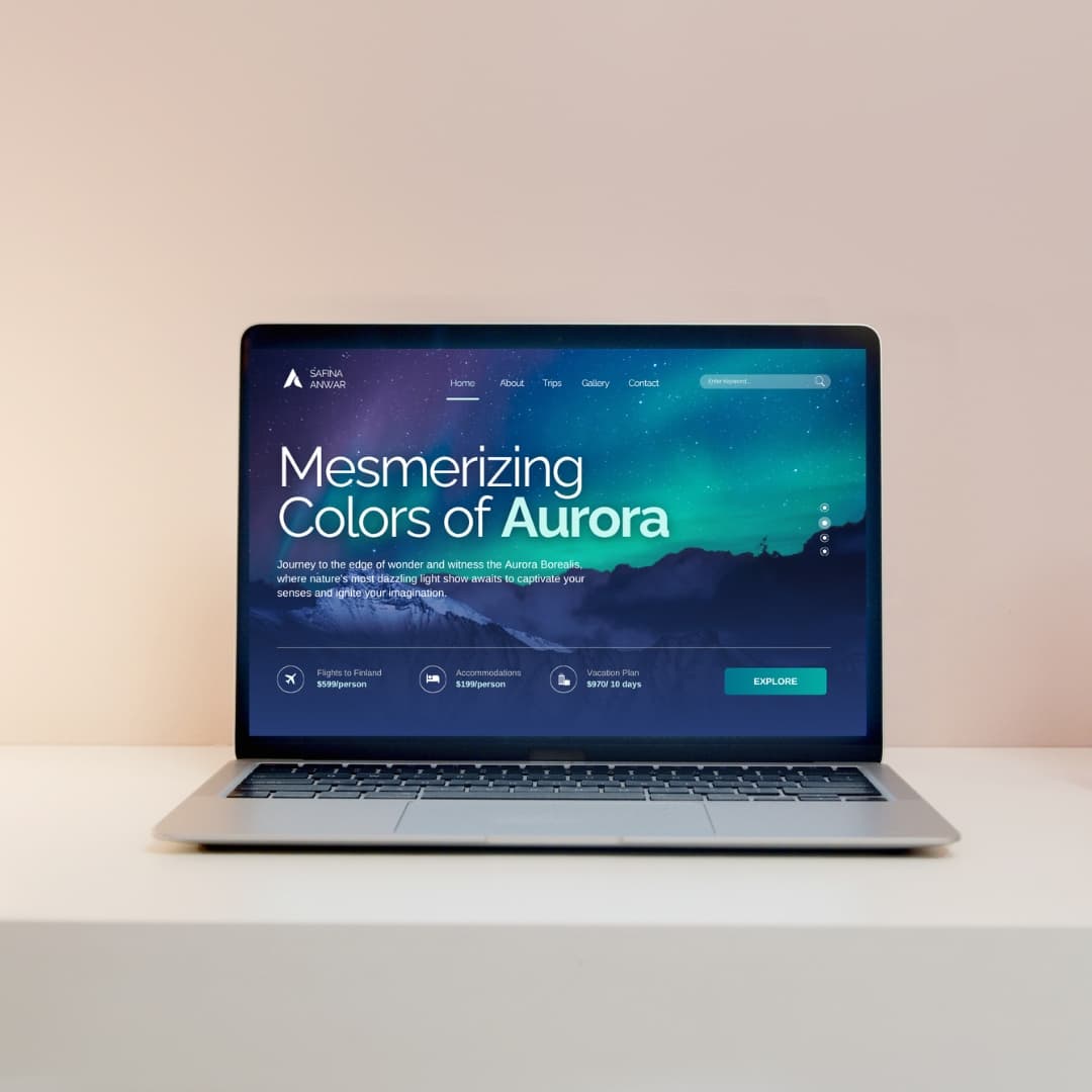 Laptop mockup displaying a custom web application interface