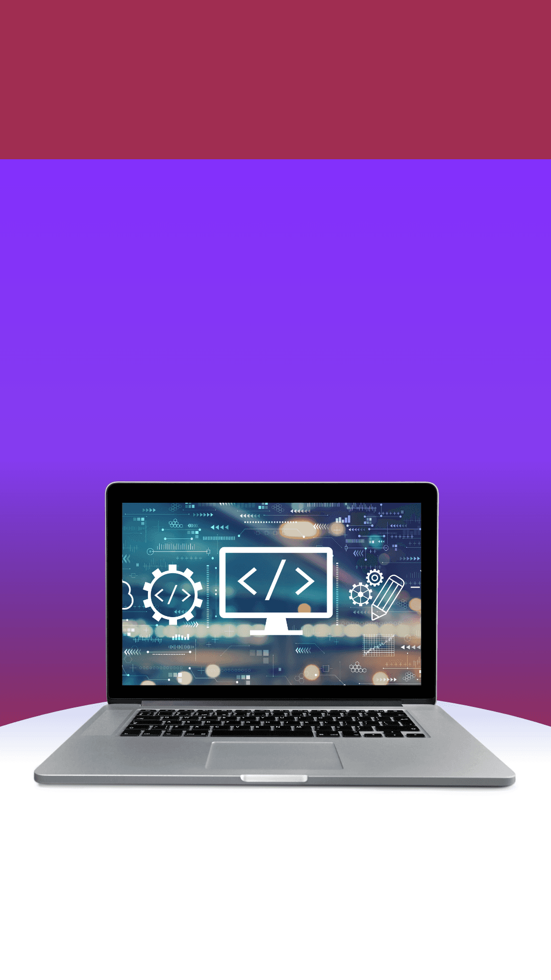Laptop mockup showing full-stack web development code editor